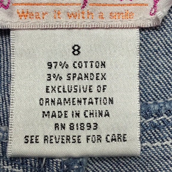 Quacker Factory Embroidered Cocktails Martini Summer Ankle Capri Denim Jeans - Picture 7 of 14